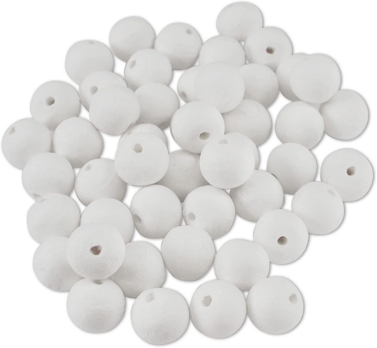 48 Stuks Celstofwatten Ballen Ø 20mm - Wit & Schilderklaar Knutselmateriaal