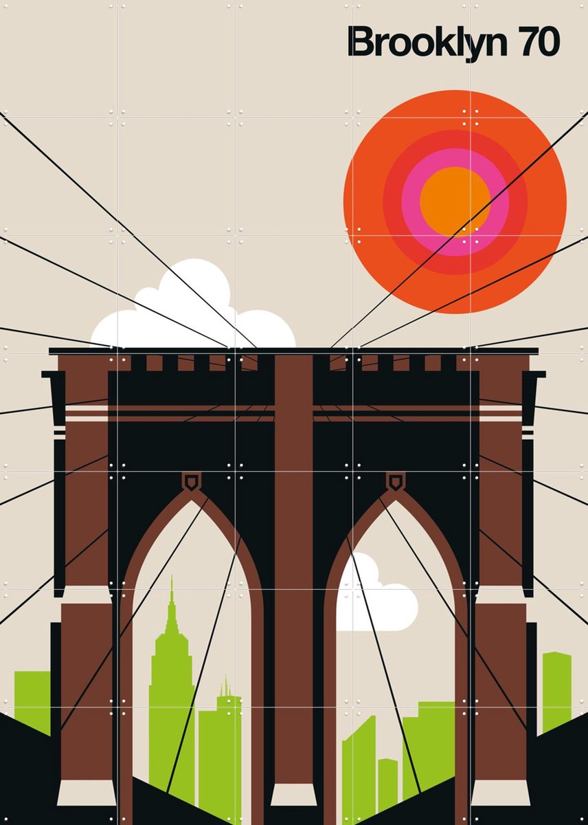 IXXI Brooklyn 70, Bo Lundberg - 100 x 140 cm - Gratis ophangtool - Grote wanddecoratie en posters - Illustraties, Geometrische Kunst, Kleurrijk