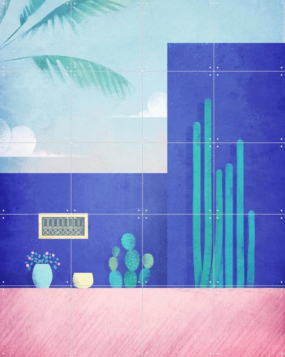 IXXI Jardin Majorelle, Henry Rivers - 80 x 100 cm - Gratis ophangtool - Grote wanddecoratie en posters - Kleurrijk, Speels, Illustraties, Woonkamer