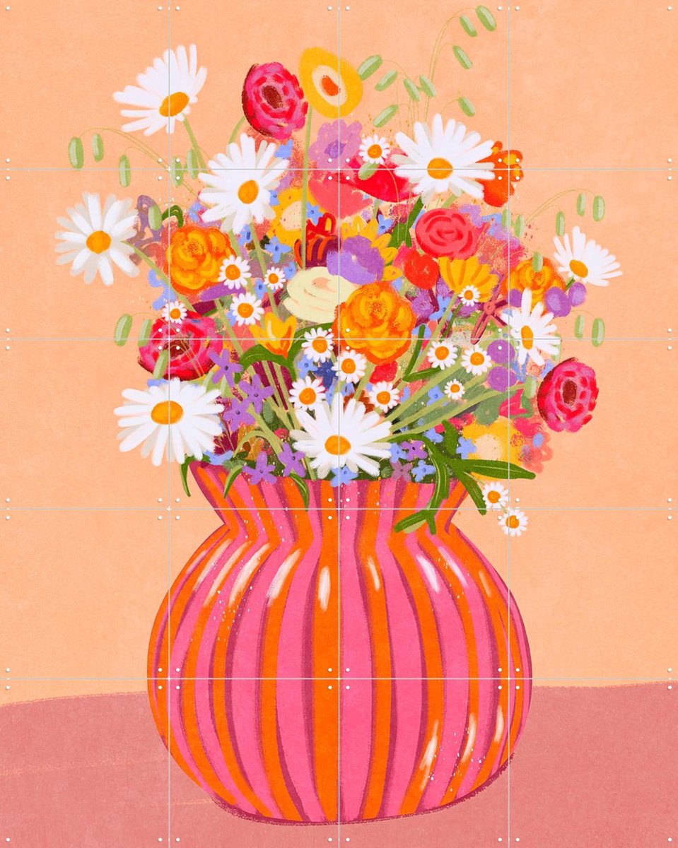 IXXI Just some lovely Flowers, Raissa Oltmanns - 80 x 100 cm - Gratis ophangtool - Grote wanddecoratie en posters - Speels, Kleurrijk, Grafisch