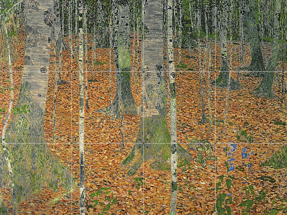 IXXI The Birch Wood, Gustav Klimt & Bridgeman Images - 80 x 60 cm - Gratis ophangtool - Grote wanddecoratie en posters - Art Nouveau, Impressionisme