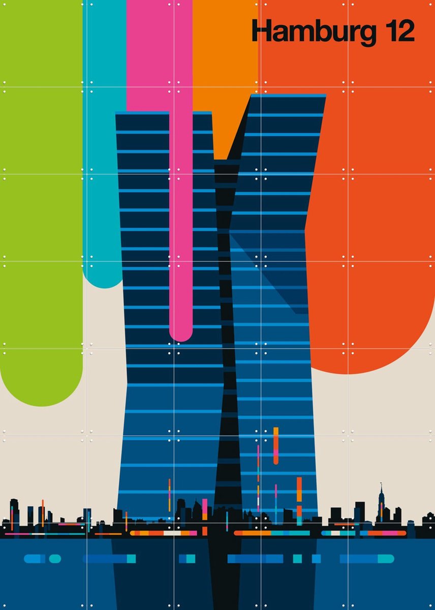IXXI Hamburg 12, Bo Lundberg - 100 x 140 cm - Gratis ophangtool - Grote wanddecoratie en posters - Geometrische Kunst, Illustraties, Grafisch Ontwerp