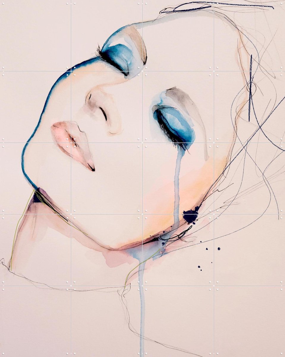 IXXI Insight, Leigh Viner - 80 x 100 cm - Gratis ophangtool - Grote wanddecoratie en posters - Illustraties, Aquarel, Line art, Slaapkamer, Woonkamer