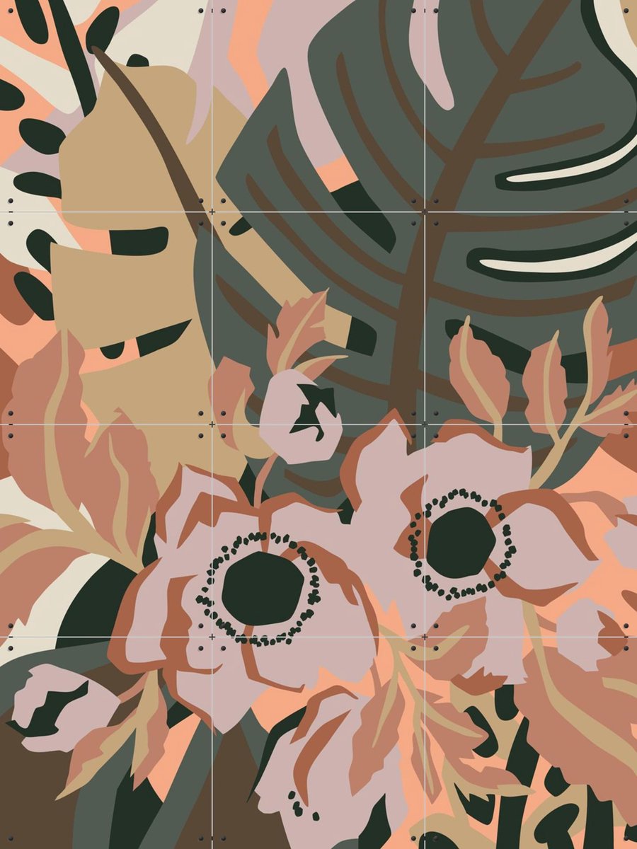 IXXI Anemone, Megan Gallagher - 60 x 80 cm - Gratis ophangtool - Grote wanddecoratie en posters - Illustraties, Digitale Kunst, Abstract, Woonkamer