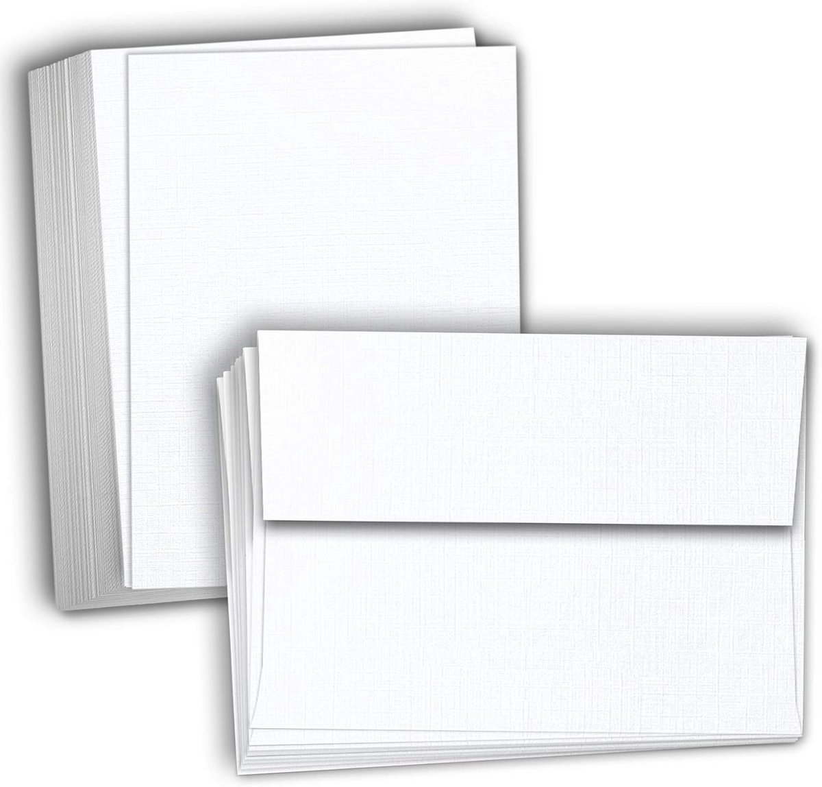 100x Witte Kaarten met Enveloppen 5x7 Inch - Linnen Structuur - Voor Uitnodigingen en Groeten