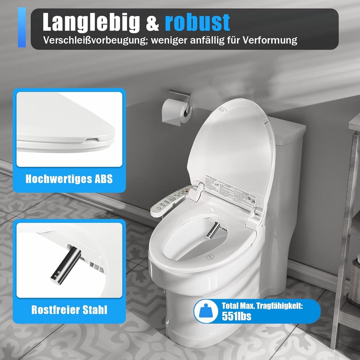 Elektrische Bidet Toiletbril met Verwarmde Zitting en Instelbare Temperatuur