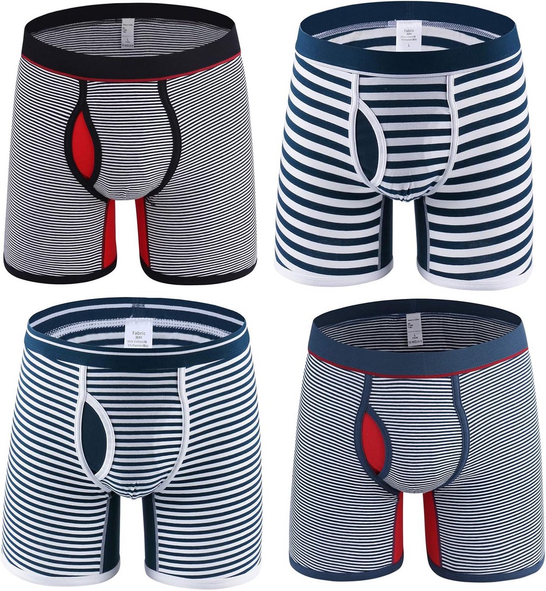 Heren Boxershorts Gestreept Katoen Met Open Kruis Ademend en Comfortabel