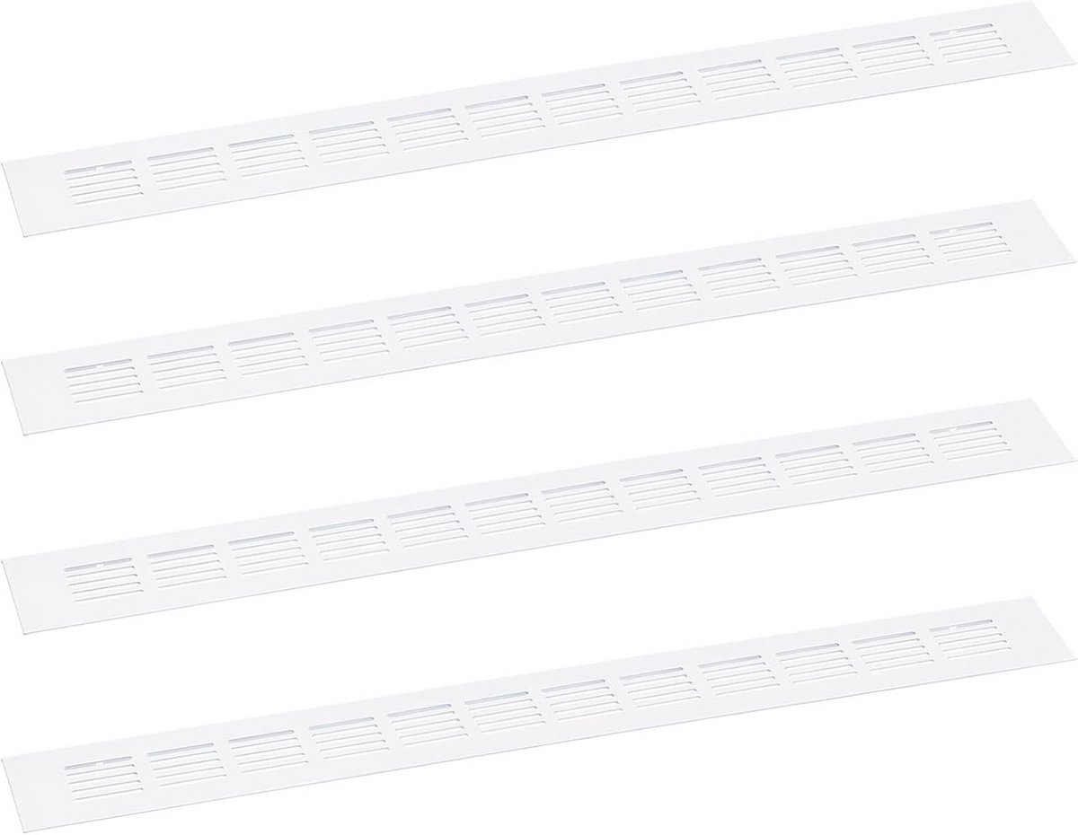 Set van 4 Witte Aluminium Ventilatieroosters voor Kasten en Vloeren (500x50mm)