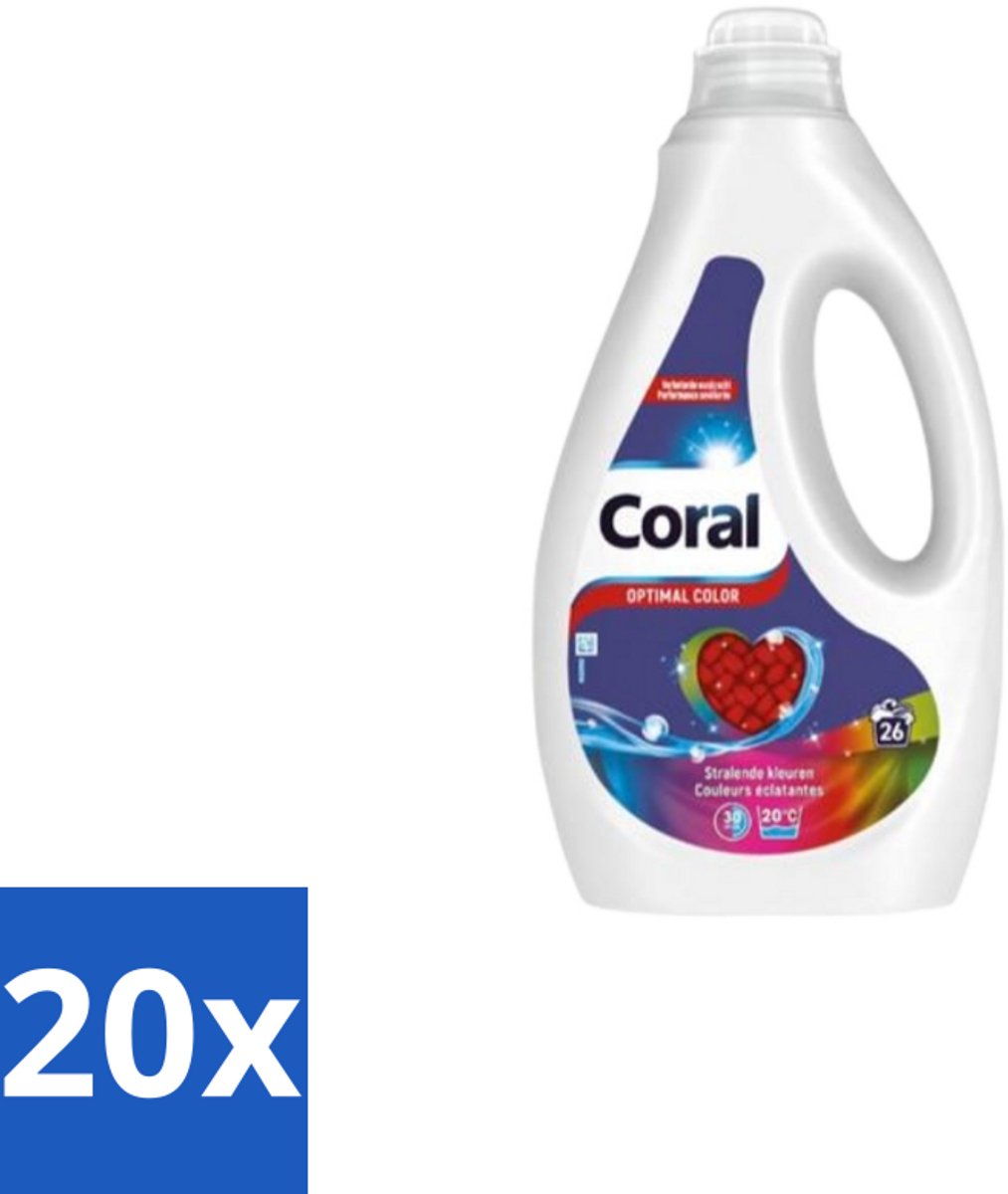 Coral – Vloeibaar Wasmiddel – Optimal Color – 1,17 L - Bulkverpakking - 20 stuks