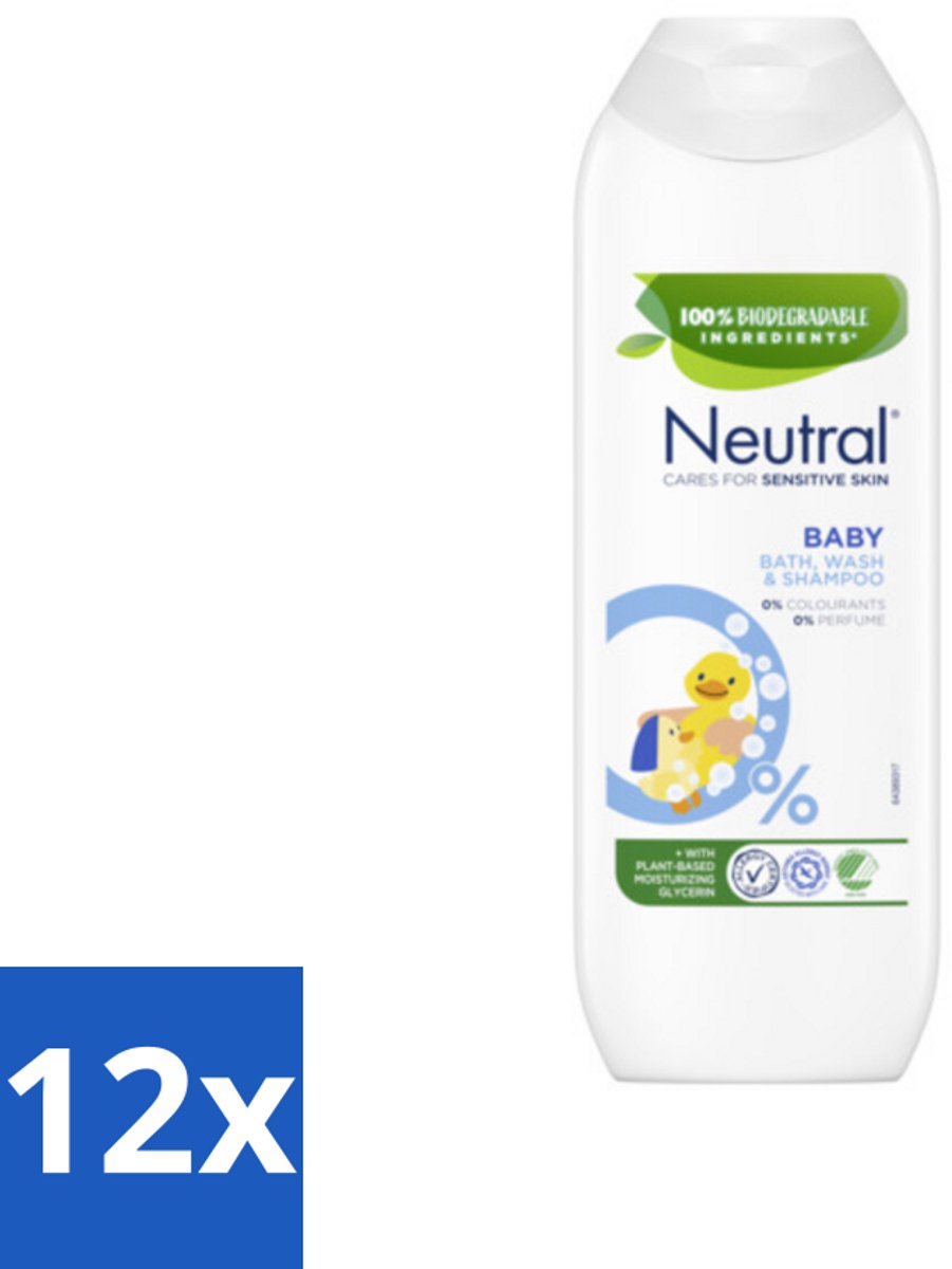 12 x Neutral Baby Shampoo Parfumvrij 250 ml - Babywas - Babyshampoo - Zachte Babyhuid - Zeepvrije Shampoo - 0% Parfum