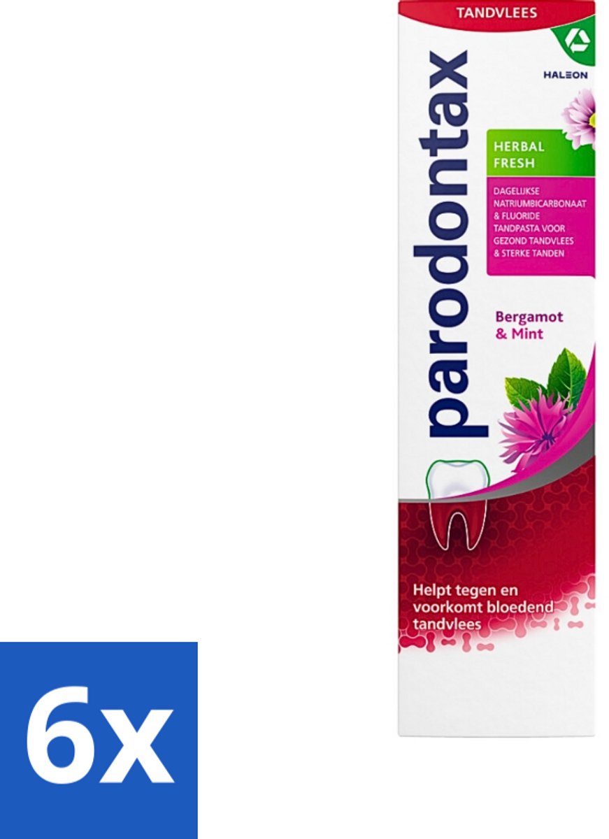 Parodontax - Tandpasta - Herbal Fresh - Bergamot & Mint - 75ml - Voordeelverpakking - 6 stuks