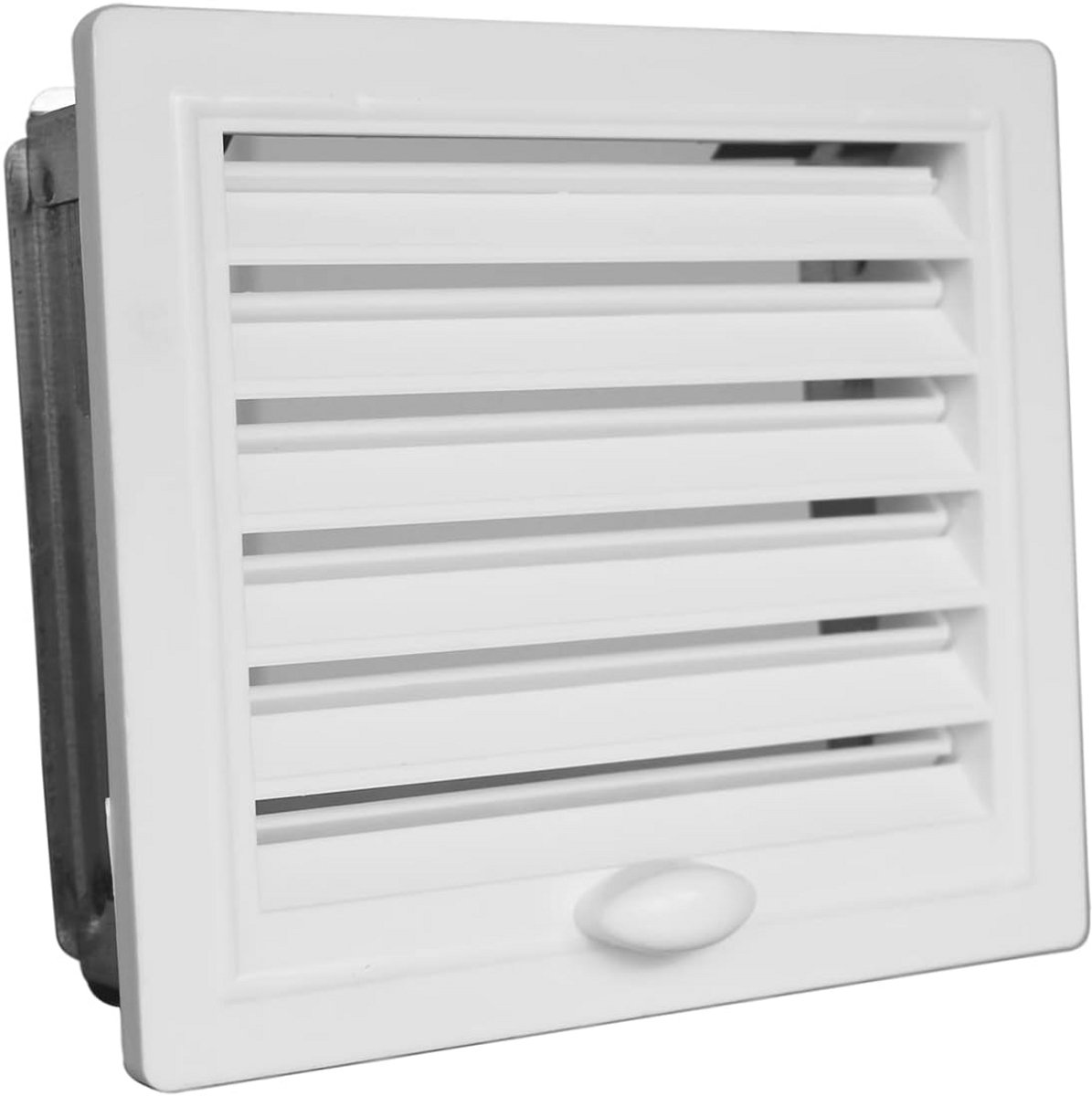 Kunststof ventilatierooster met montageframe voor binnen- en buitenmuur