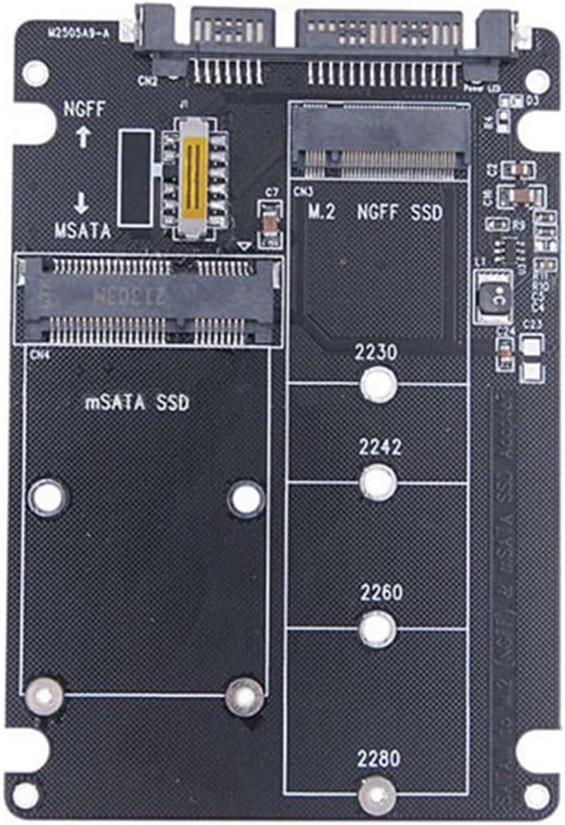 M.2 NGFF en mSATA naar SATA Adapter voor 2.5 inch SSD/HDD