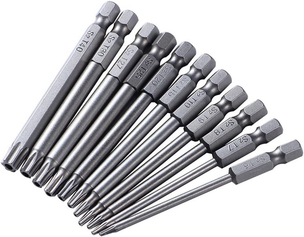 11-delige Torx Schroevendraaierbitset 75mm Magnetisch Universeel Gereedschap