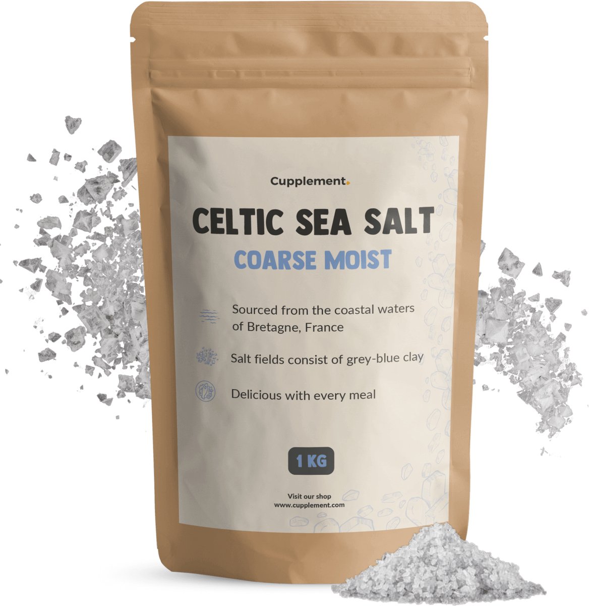 Cupplement Keltisch Zeezout 1 kg 1kg - zeezout grof - niet keltisch zeezout fijn - Keltisch zout - Grof Celtic Sea Salt Guérande