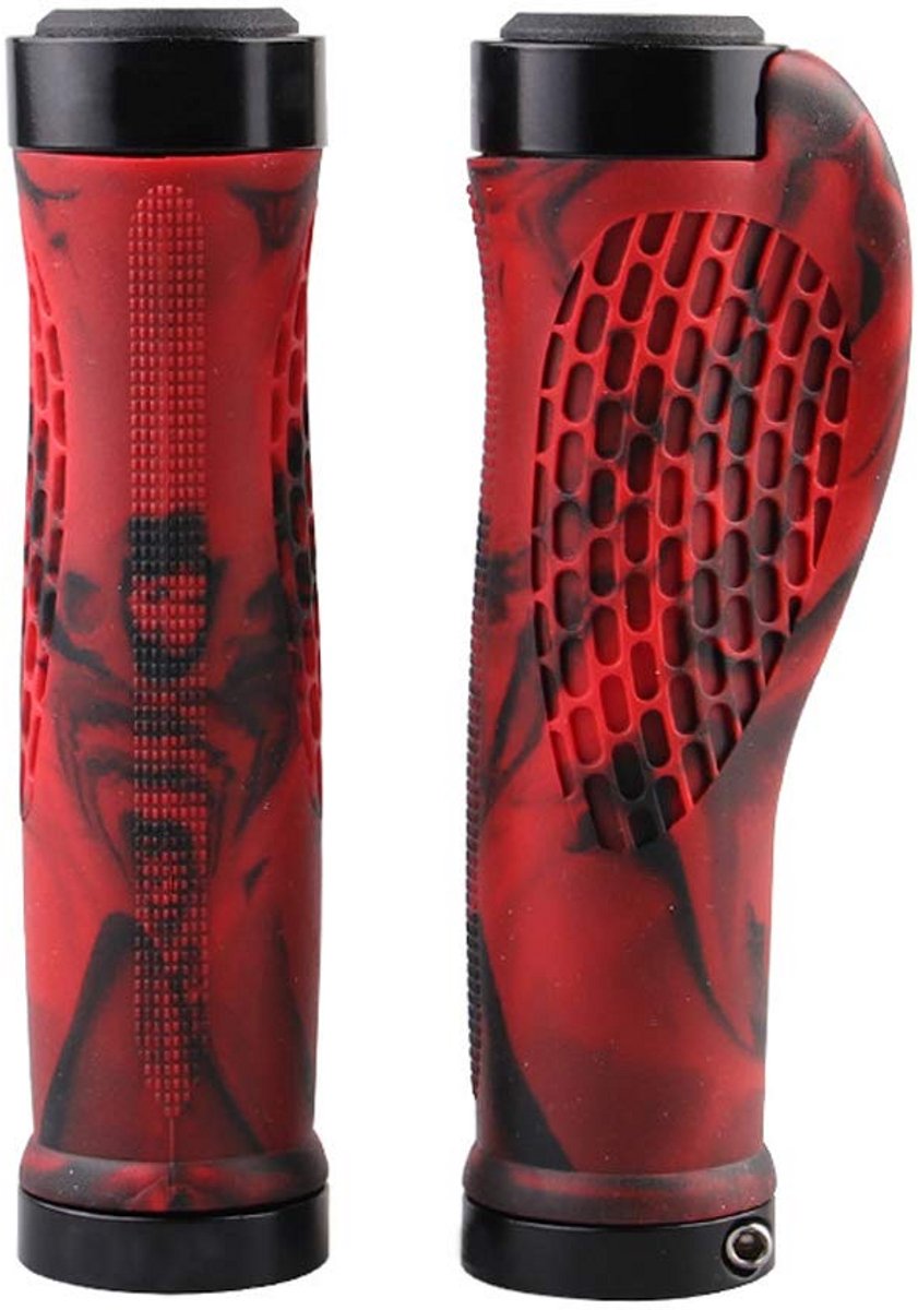 Antislip Fietsstuurgrepen met Dubbele Vergrendeling voor Mountainbike en BMX - Rood