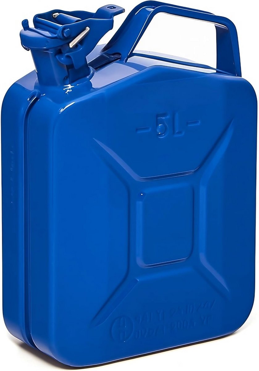 Metalen Jerrycan 5 Liter met Schenktuit Blauw - TÜV & VN Goedgekeurd