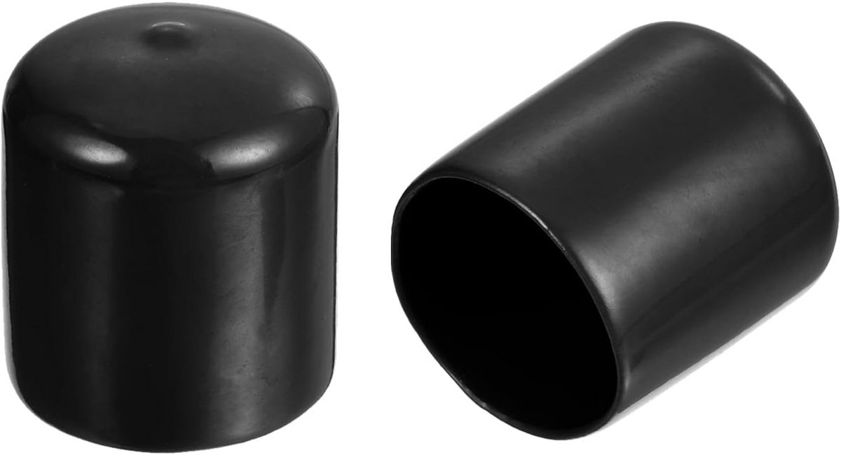 50x Ronde Rubber Doppen Zwart - 25mm Vinyl Eindkapjes voor Poten en Schroeven