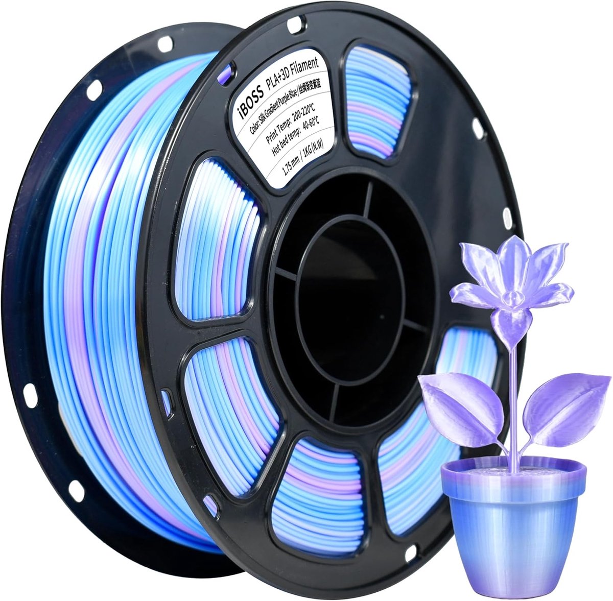 PLA+ Filament - 3D Print Materiaal - Modelbouw - Zijdeglans Kleurverloop - 1.75mm 1kg - Blauw Paars