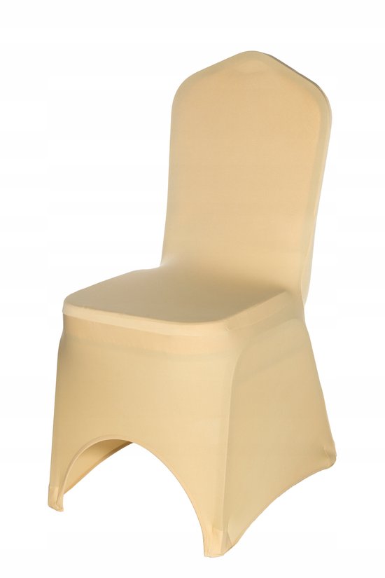 Merkloos - Spandex Stoelbeschermer - Ecru - Elastisch - Voor Banketstoelen — afbeelding 2