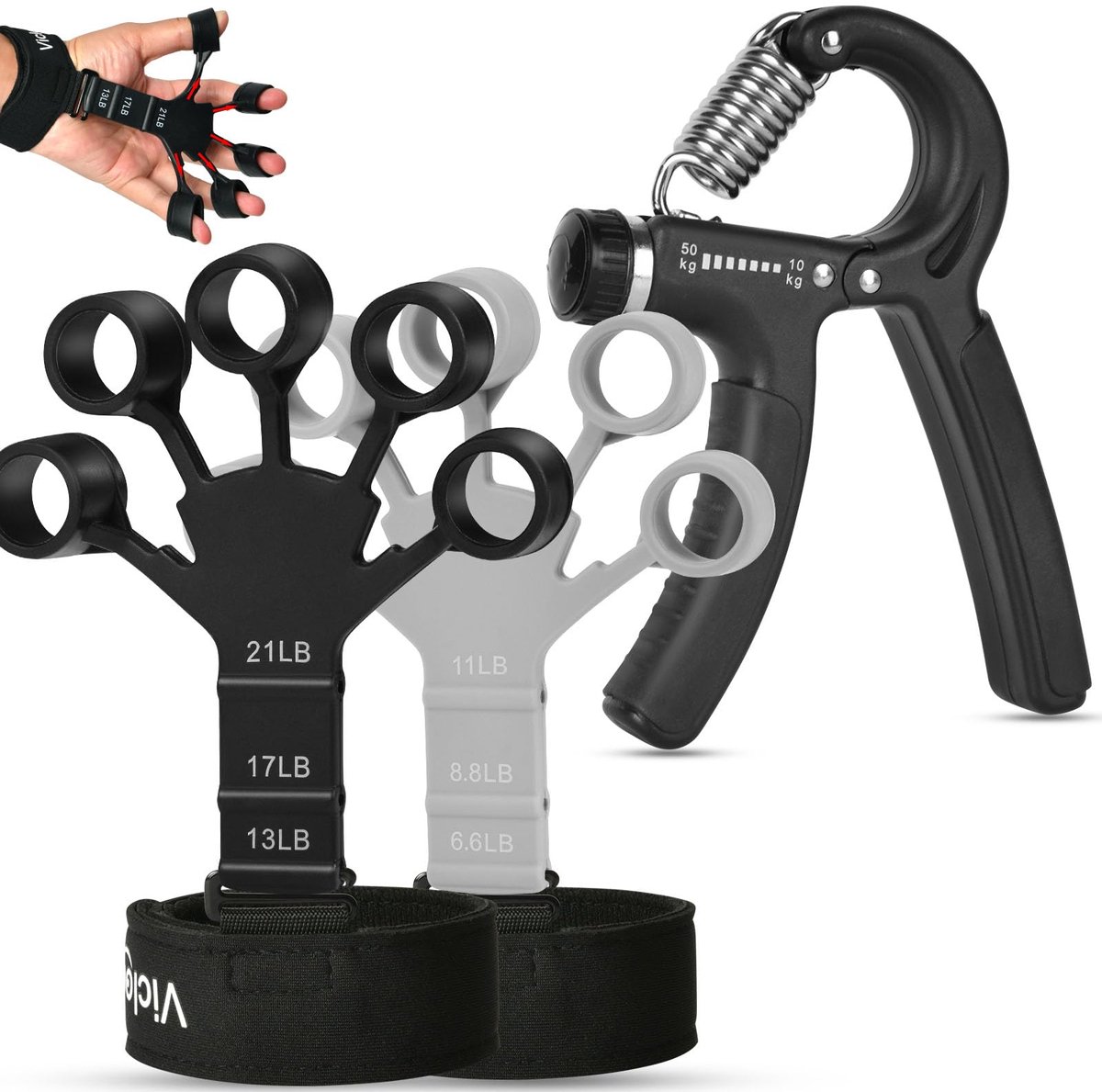 Gripversterker Set - Verstelbare Weerstand - 10-50kg en 6.6-21 Lbs