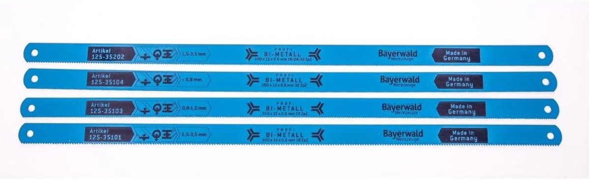 Metalen Zaagbladen Set - Universeel Assortiment - Metaal Bewerken - Professionele Kwaliteit Duitsland - 18 24 32 TPI - Blauw