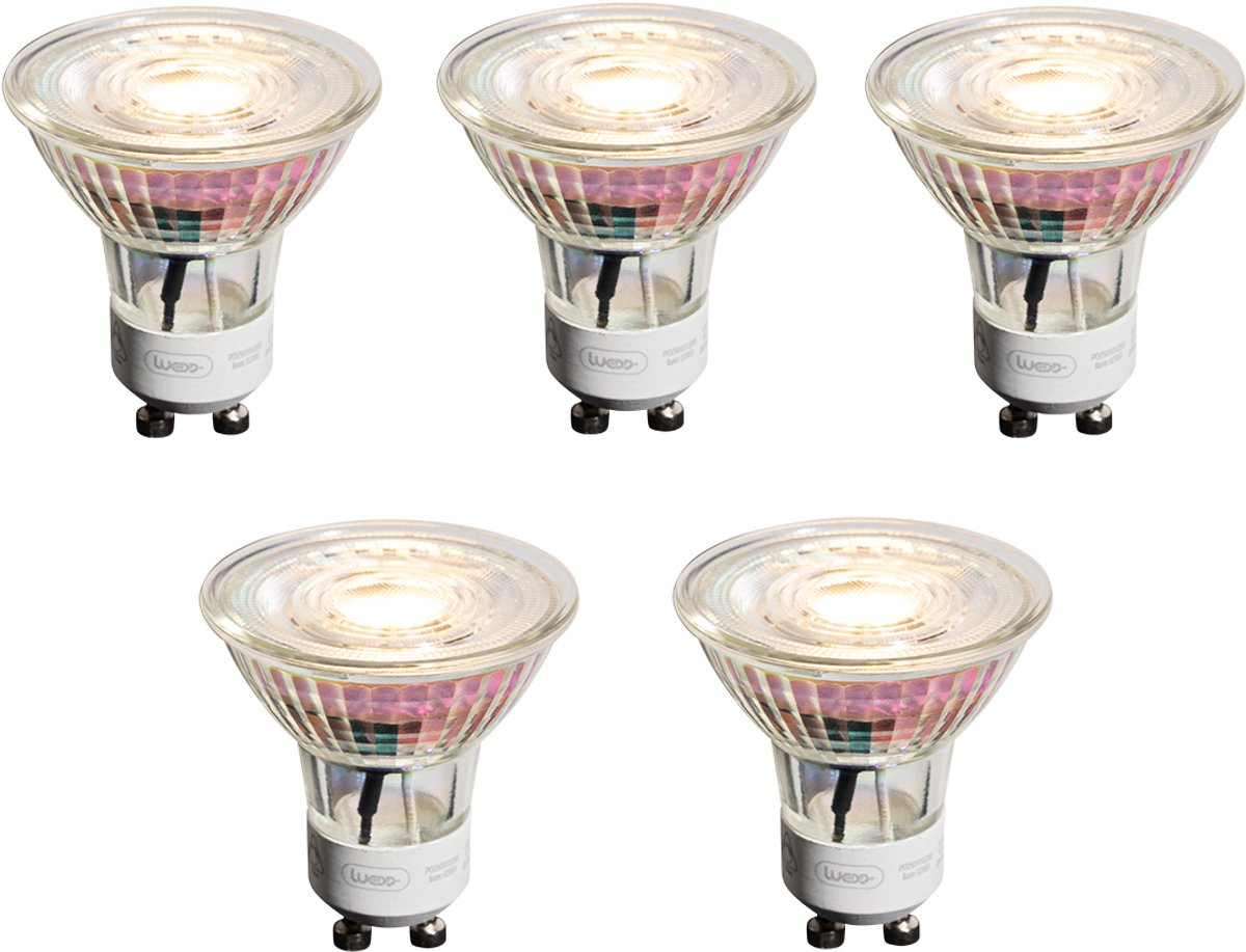 LUEDD Set van 5 GU10 50mm dimbare LED lampen helder 4.9W 450 lm 2700K