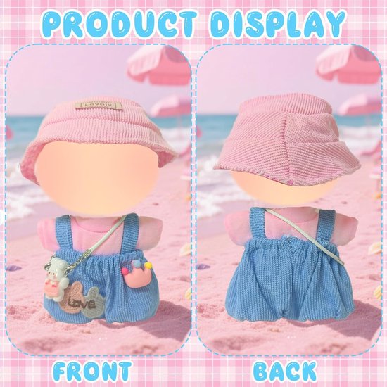 Poppenkleding Set - Poppenkleding Accessoires - Poppen Aankleden - 5 Delige Set - 17 cm Poppen - Roze Blauw — afbeelding 2