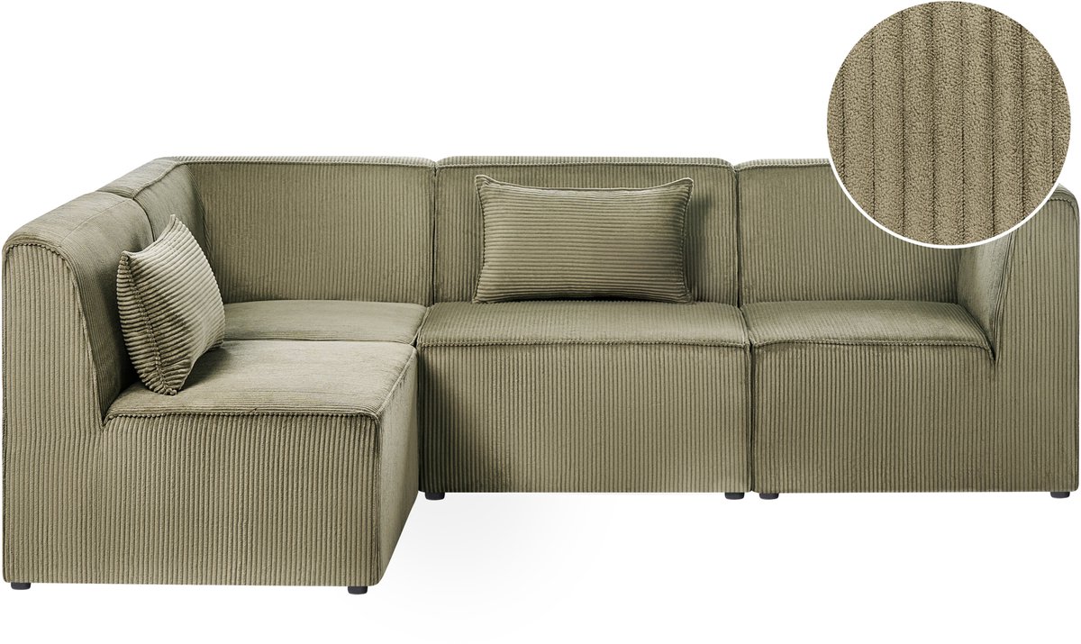 LEMVIG - Modulaire hoekbank 4-zits - Groen - Rechtszijdig - Corduroy