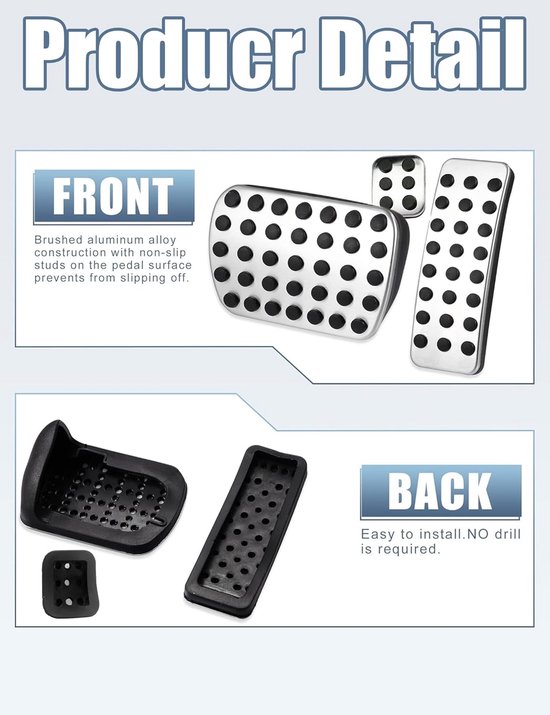 Sportpedalen - Automatische Pedaal Covers - Verbeterde Grip - Antislip Oppervlak - 13.5 x 8 x 9 cm — afbeelding 3