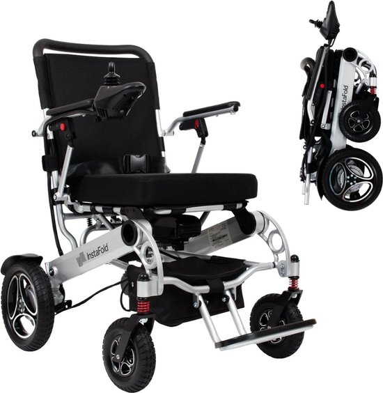 Elektrische rolstoel Instafold - Joystick - Maximaal 6,4 km/u - Tot 20 km bereik - Grote achterwielen - Zwenkbare voorwielen - Comfortabel kussen