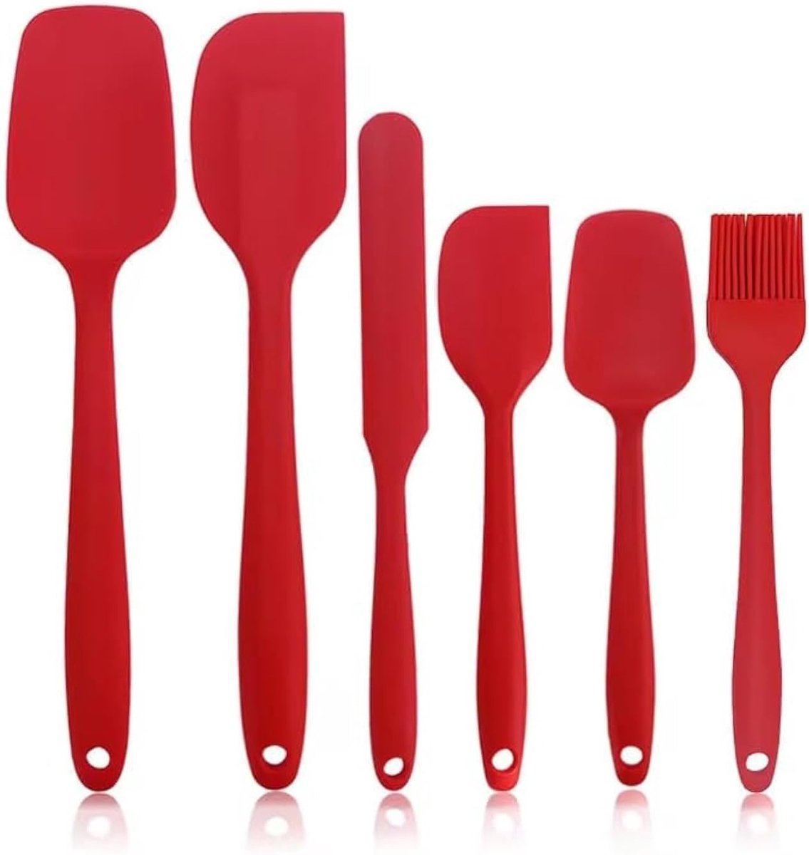 Siliconen spatels - Keukengerei set - Bakken en koken - Naadloos ontwerp - 23 x 5 cm - Rood