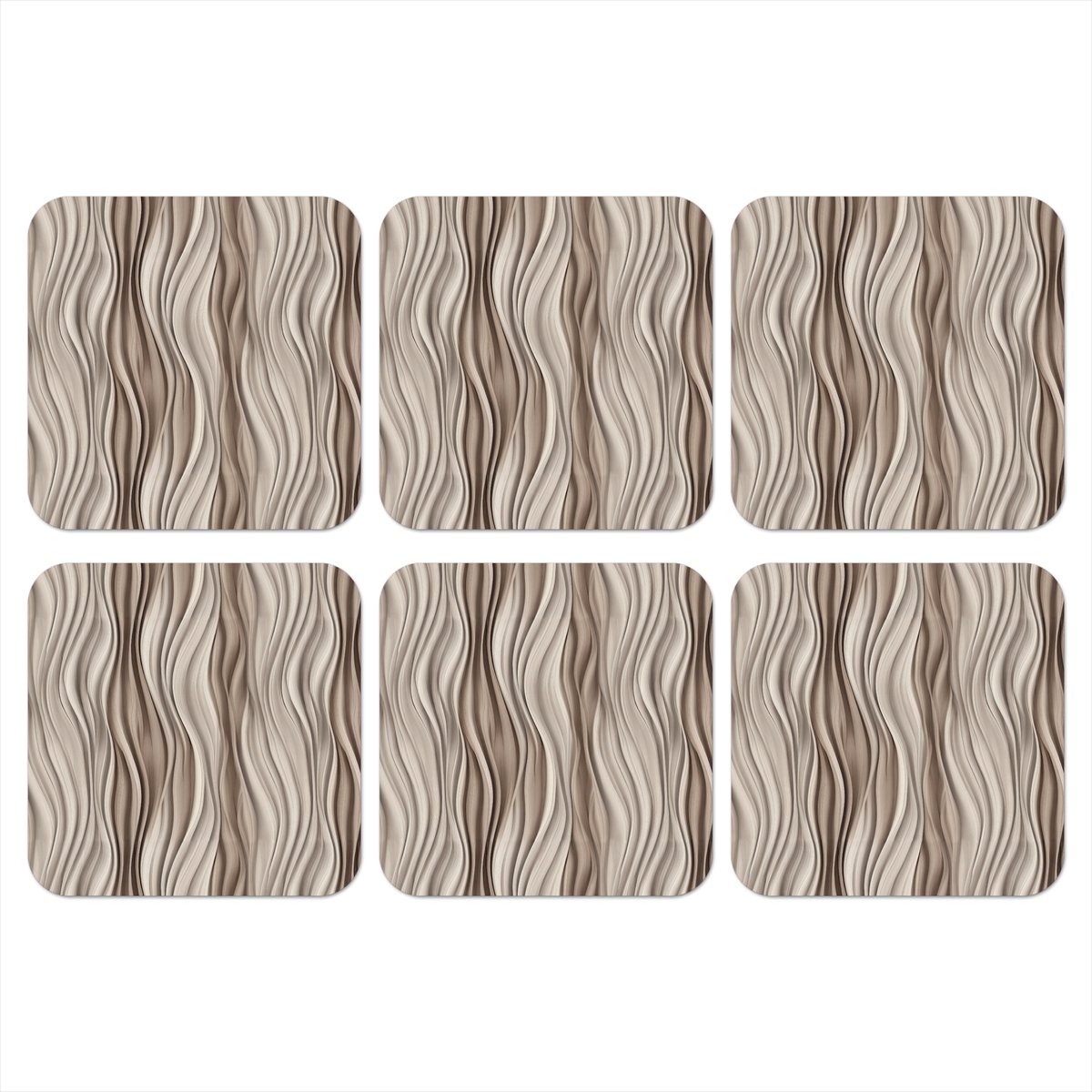 Onderzetters voor glazen - Golven - 3D - Crème - 10x10 cm - Glasonderzetters - 6 stuks
