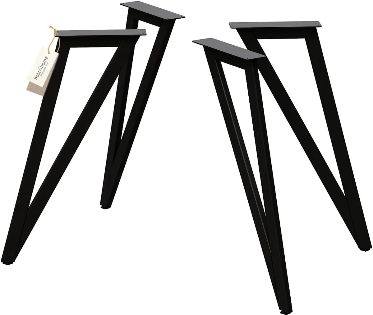 Tafelonderstel Set - Metalen Frame - Meubelbouw - Driehoekige Poten - Set van 4 - Zwart