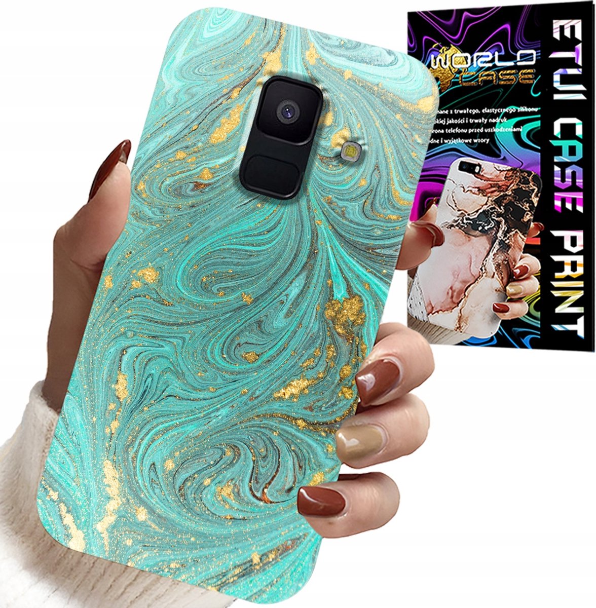 HOESJE VOOR SAMSUNG A6 2018 - MARMERPATROON + GEHARD GLAS