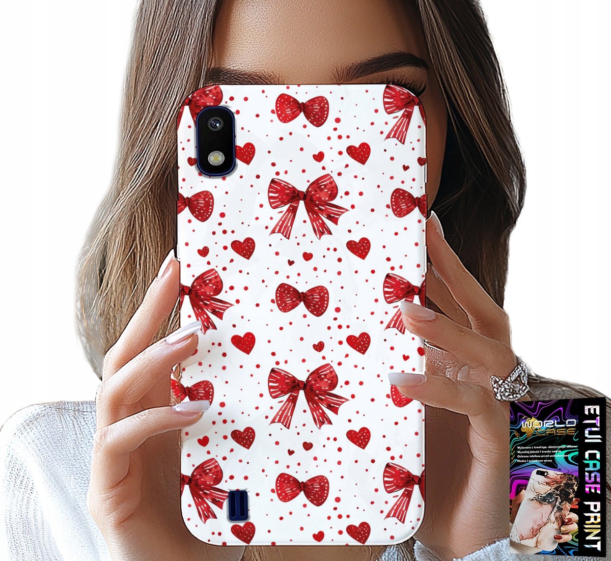 HOESJE VOOR SAMSUNG A10 - RODE LINTEN MET MODIEUZE PATRONEN
