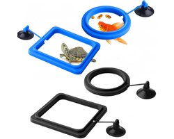 Voederringen Aquarium - Vis Voerbak - Voer Verspilling Vissen - Drijvend Ontwerp - 10x10x1cm - Blauw Zwart