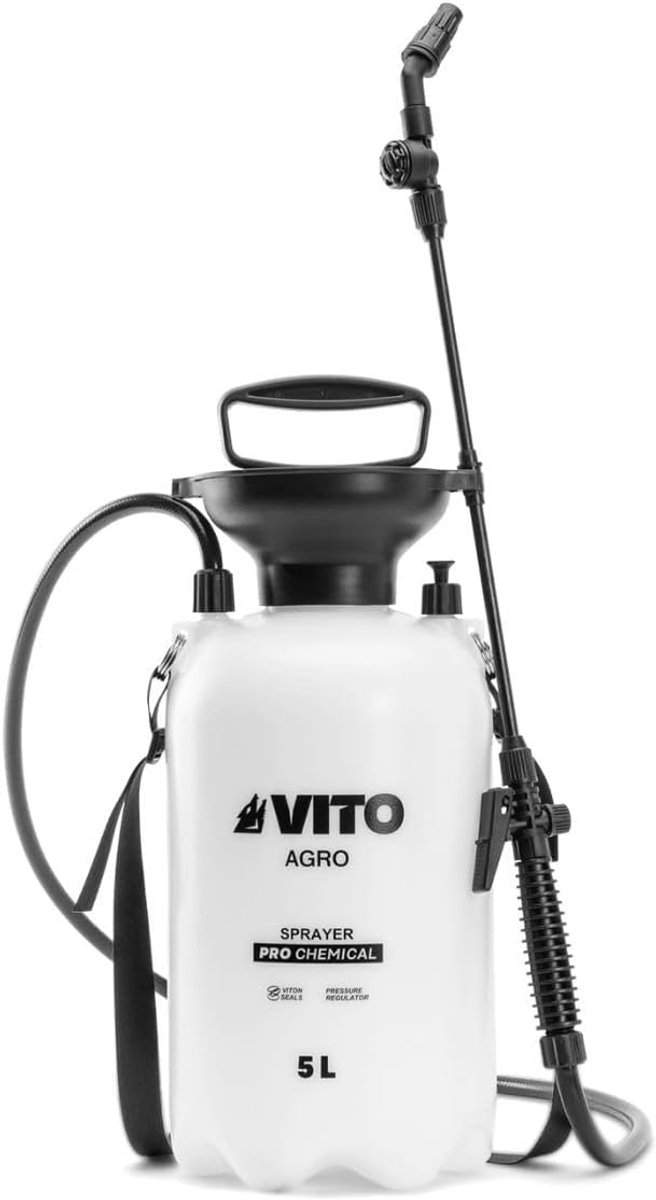 Drukspuit 5 liter - Tuinsproeier - Tuinbehandeling Onkruidbestrijding - Speciaal voor agressieve producten - Met 4 sproeiers