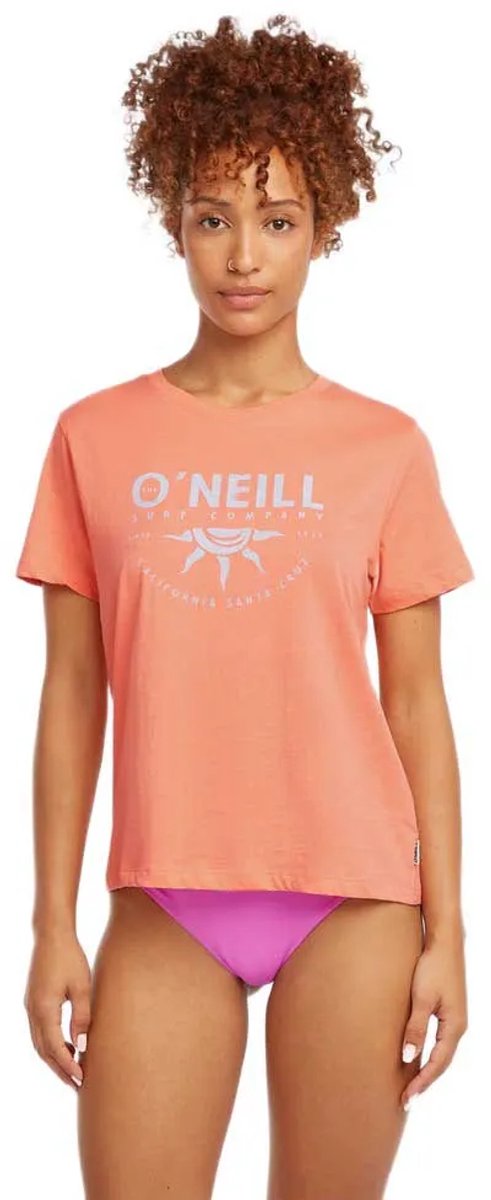 O´neill Front Print T-shirt Met Korte Mouwen S Vrouw Funky Peach