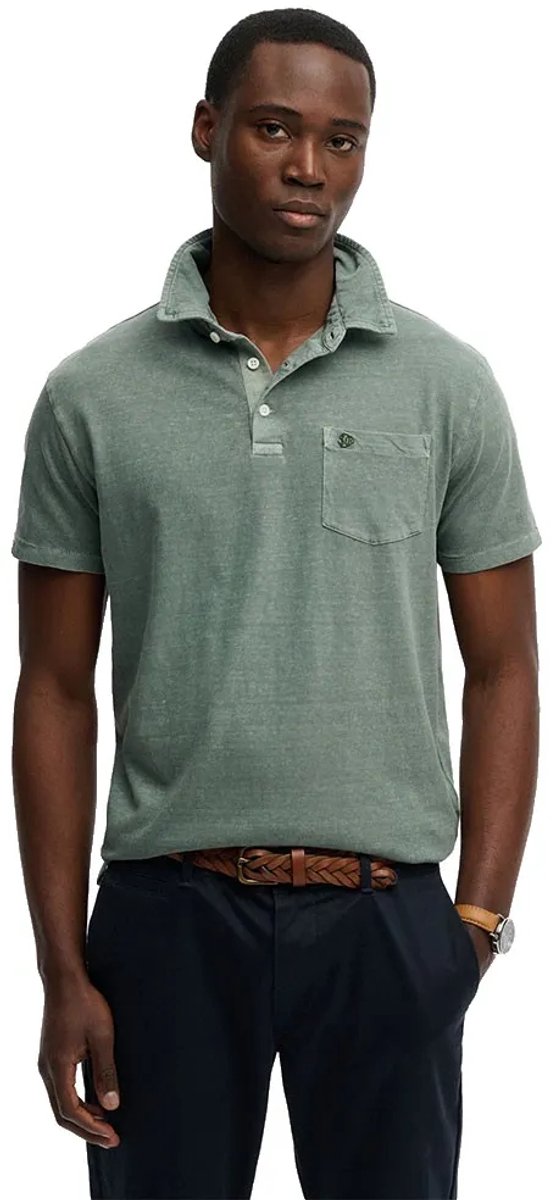 Superdry Klassieke katoen linnen Heren -Polo’s Groen