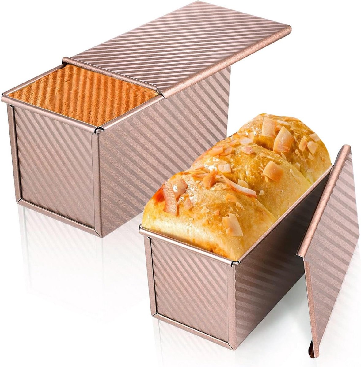 Pullman Broodpan - Broodbakvorm - Zelf Brood Bakken - Non-stick Deksel - 21x10x12 cm - Goud