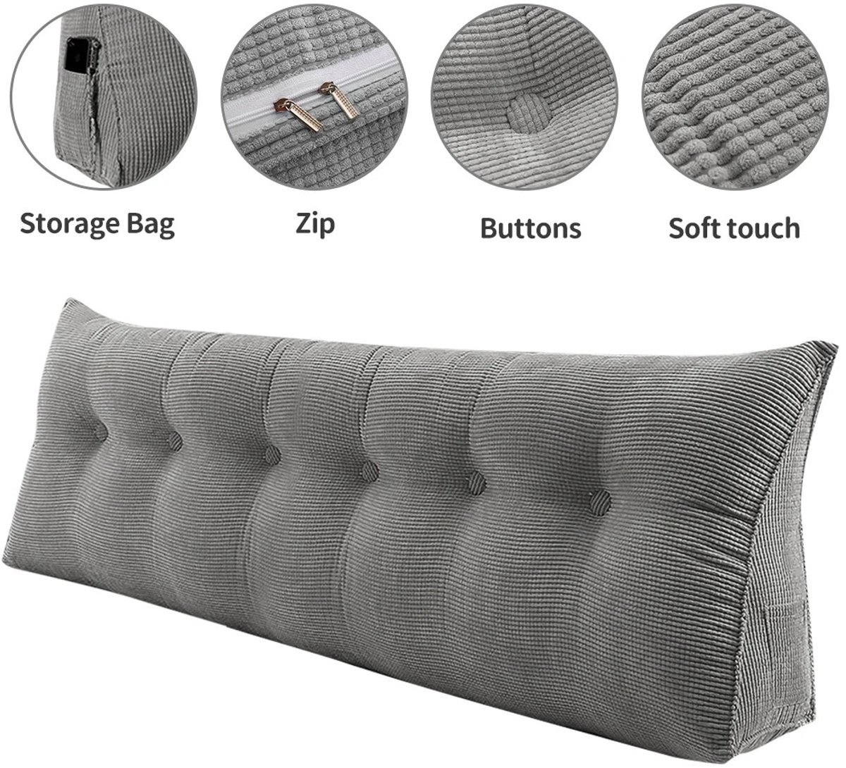 NordHaus Rugkussen 160 cm - Wigkussen & Lendensteunkussen - Ergonomische Ondersteuning - Wasbare Hoes - Multifunctioneel Gebruik
