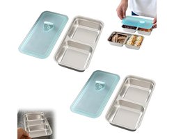Snackboxen - Lunchbox voor kinderen - 2 stuks - Mini Fruitbakjes - Vershoudbakjes - Snackdoosje Kind - Dressingpotjes - RVS Bewaarbakjes - Anti-lek - BPA vrij - Voor Snack/Dips/Salade/Specerijen