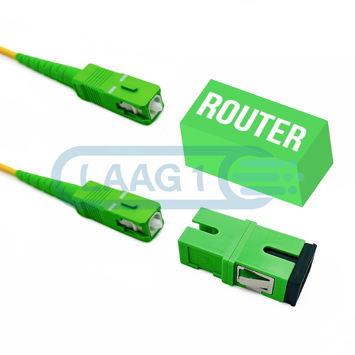 Laag1 - Glasvezel Patchkabel - Simplex SC/APC naar SC/APC - 2.0m + Koppelblokje