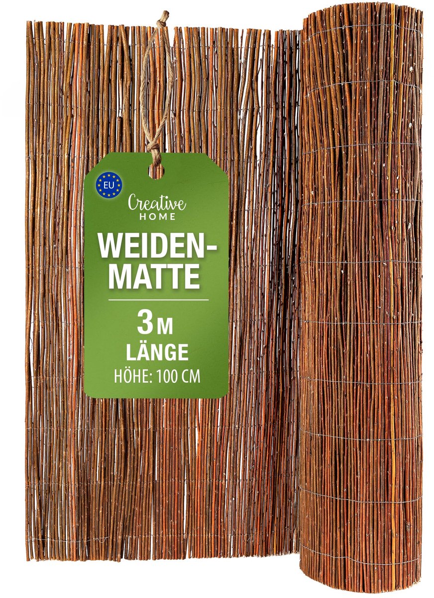 Creative Home wilgenmat balkon wilg 100 x 300 cm (H x L) | natuurlijk privacy scherm hek | mat tuin | zonwering balkon windbescherming terras tuinafscheiding