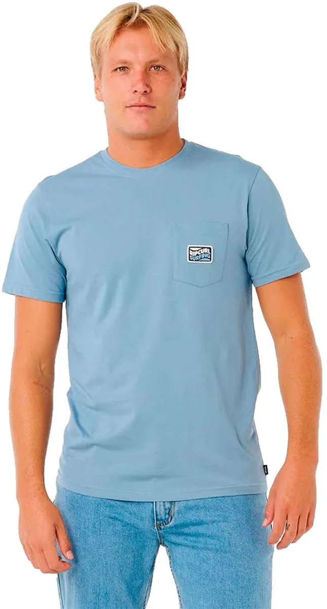 Rip Curl Streamline Pocket Badge T-shirt Met Korte Mouwen S Man Denim