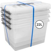 5x stuks sunware Q-Line opbergboxen/opbergdozen 3 liter 20 x 15 x 14 cm kunststof - Praktische