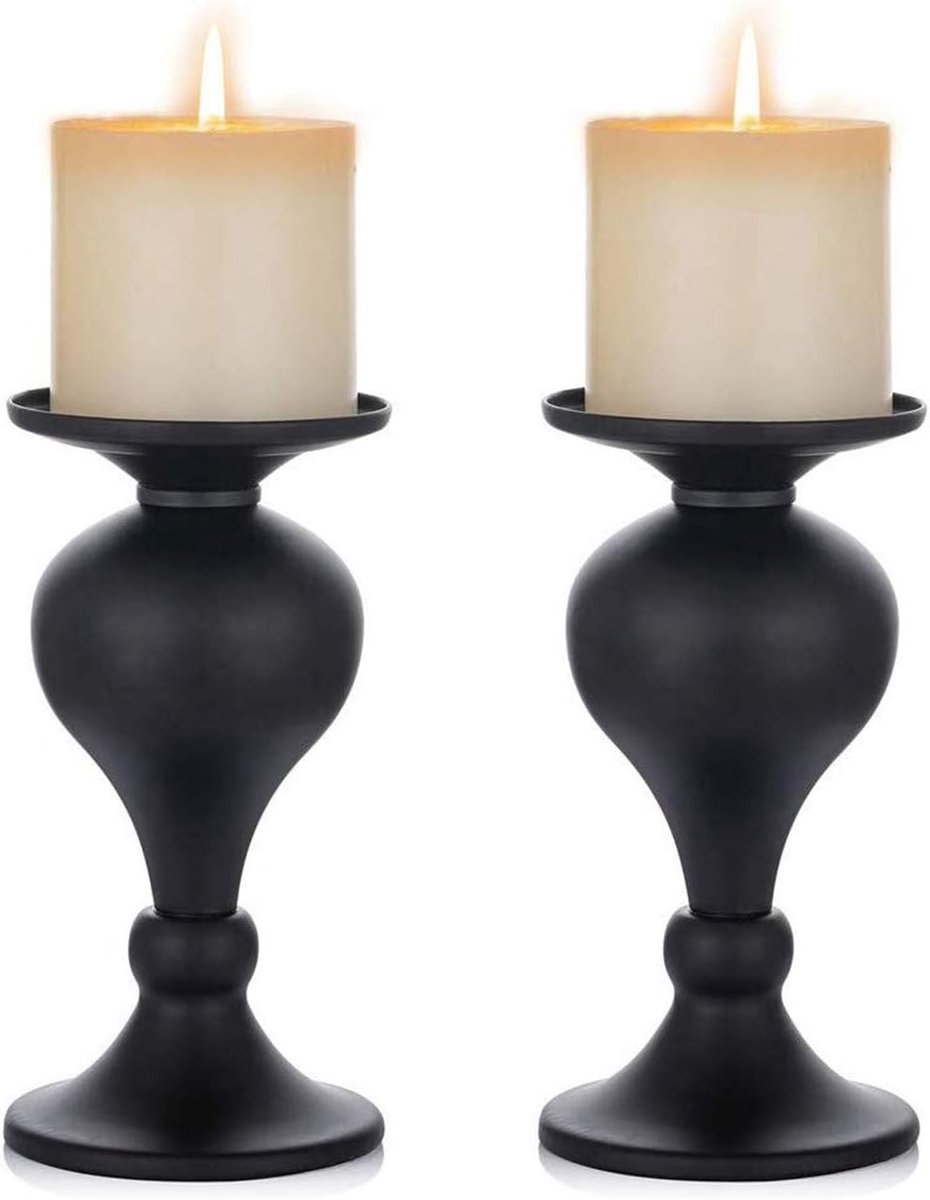 Metalen Kaarsen Houders - Kaars Standaard - Tafel Decoratie - Stevig IJzer Materiaal - Zwart