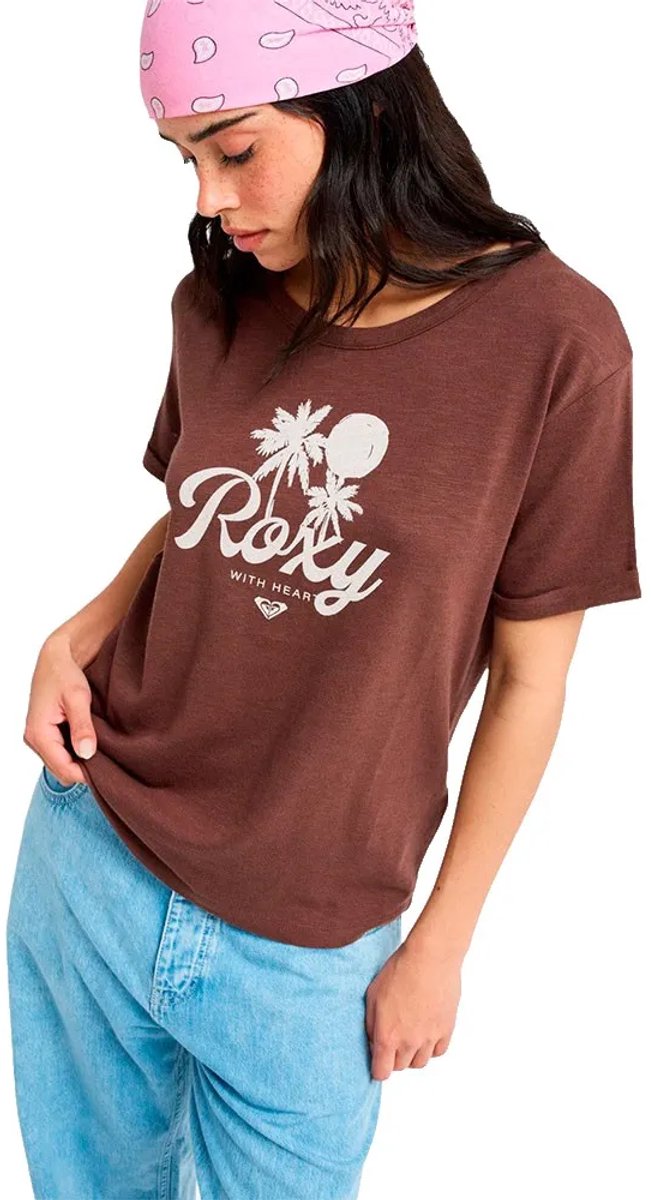 Roxy Oceanwave Slub Regular Fit T-shirt Met Korte Mouwen XS Vrouw French Roast