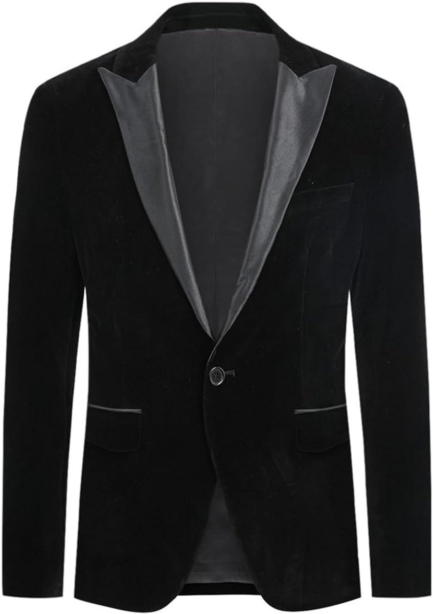 Luxe Fluweel Look Blazer Heren Regular Fit voor Feest en Diner